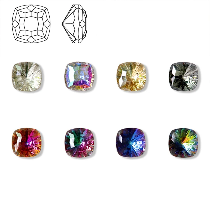 Искусство ногтей Стразы калейдоскоп квадратные высококачественные стеклянные