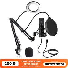 USB Microphone with Arm E20 Condenser Computer Mic Stand with Ring Light Studio Kit for Gaming Youtube Video Record 2021 Upgrade