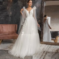 hammah tiered formal occasion appliqued long a line wedding dress see through tulle princess sleeveless vestido de novia