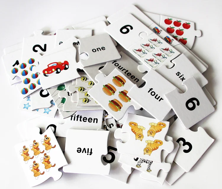 

English cardboard jigsaw puzzle number enlightenment early learning vocabulary card children's cognitive jigsaw puzzle toys