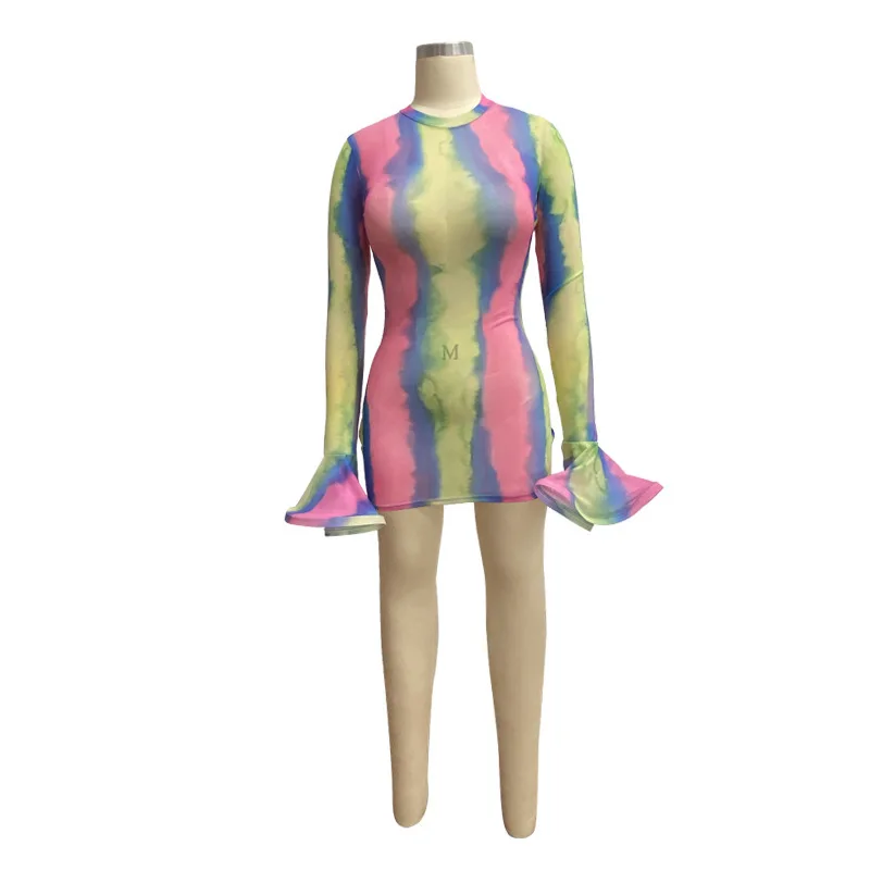 Сексуальное прозрачное Сетчатое платье с принтом в полоску женское сексуальное