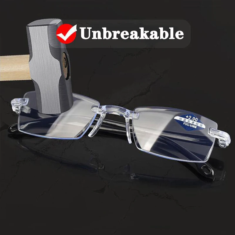 4 пары разных Алмазная резка очки для чтения без оправы анти Blue Ray бифокальный