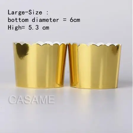 Large-Gold 50 шт Великолепная большая фольга бумажная формочка держатели Свадебные украшения обертка обертывания булочка с кексом бумажный чехол - Цвет: Large-Gold