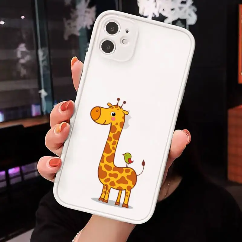 

Cute cartoon animals giraffe Phone Case Matte Transparent for iPhone 7 8 11 12 s mini pro X XS XR MAX Plus cover funda