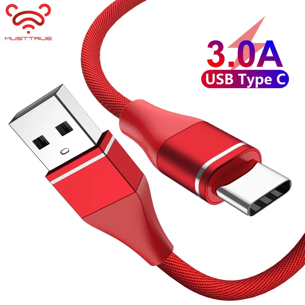 MUSTTRUE usb type c кабель для быстрой зарядки huawei p20 pro samsung s10 USB плетеный провод mate 20 шнур|