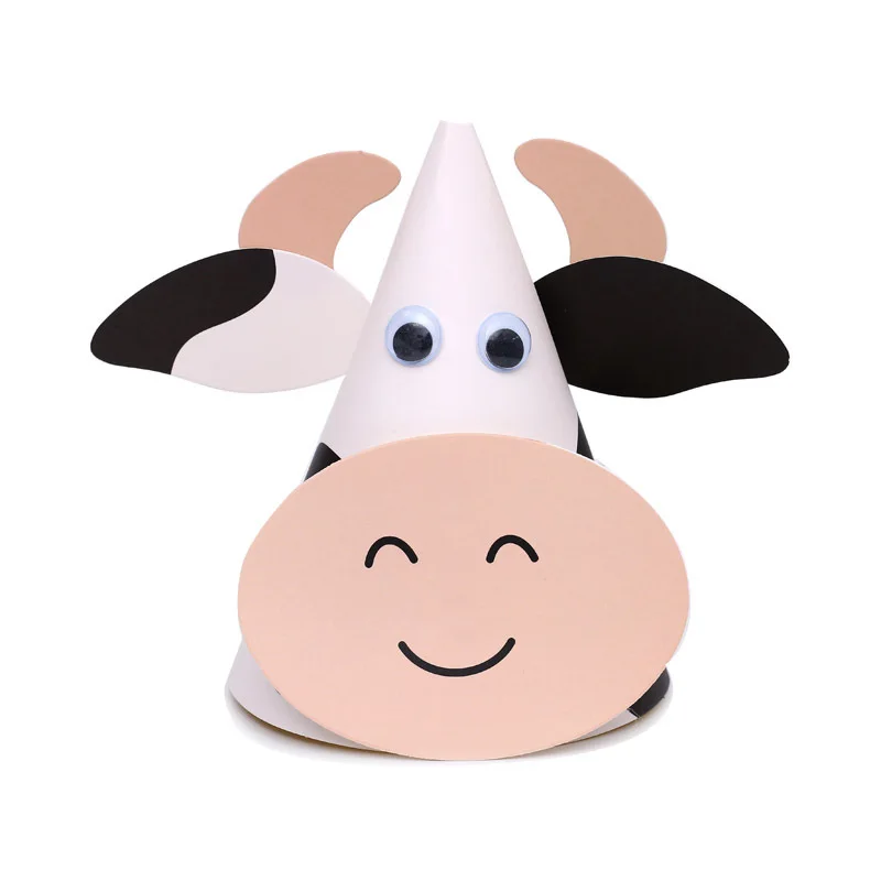 Бумажная шляпа с изображением животных на ферме украшения для детского дня