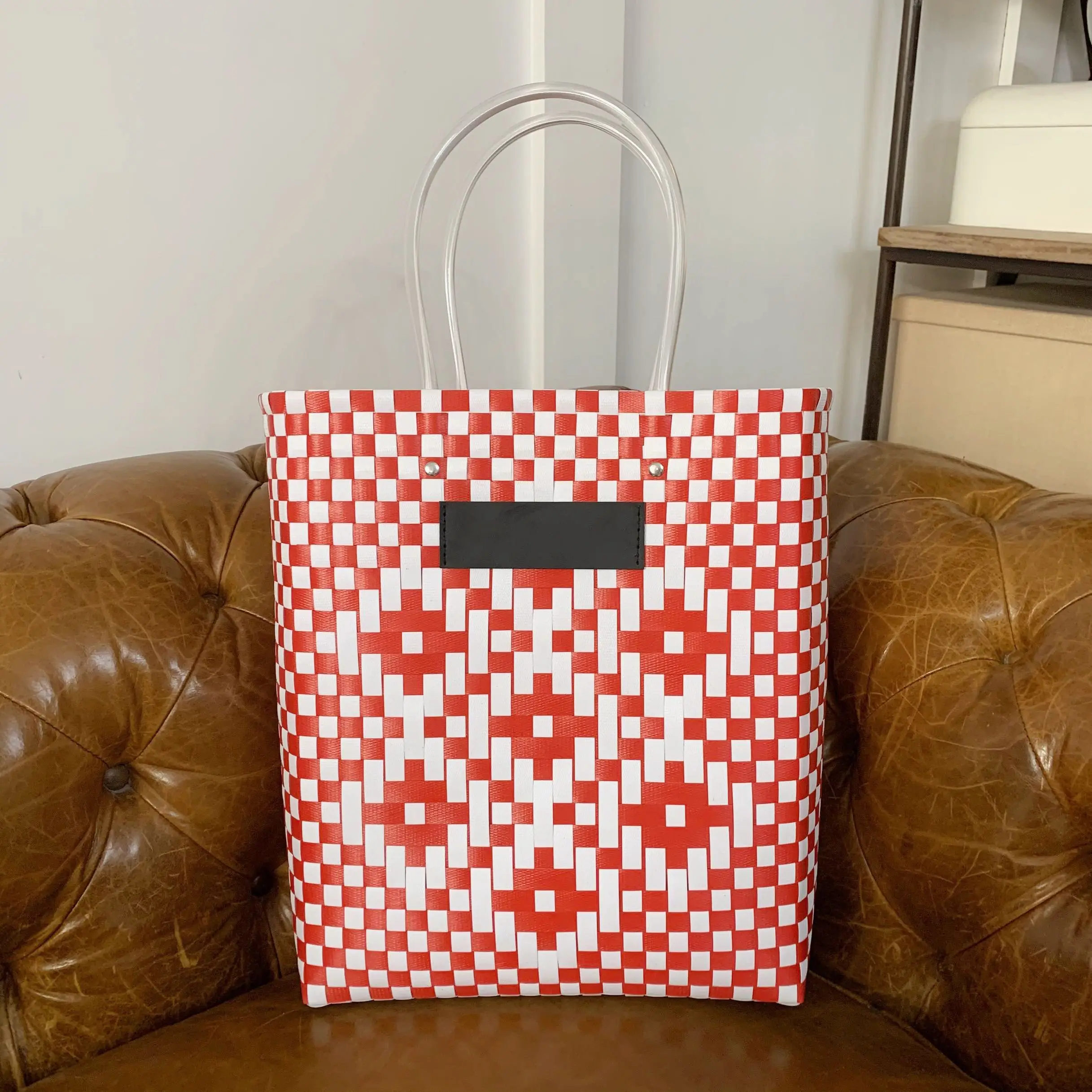 

Fashion portable color matching hand-woven charity food basket ins holiday phoenix beach bag portable handbag