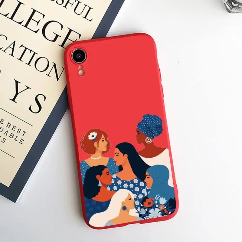 

charm Retro woman art girl power Phone Case Candy Color for iPhone 6 7 8 11 12 s mini pro X XS XR MAX Plus