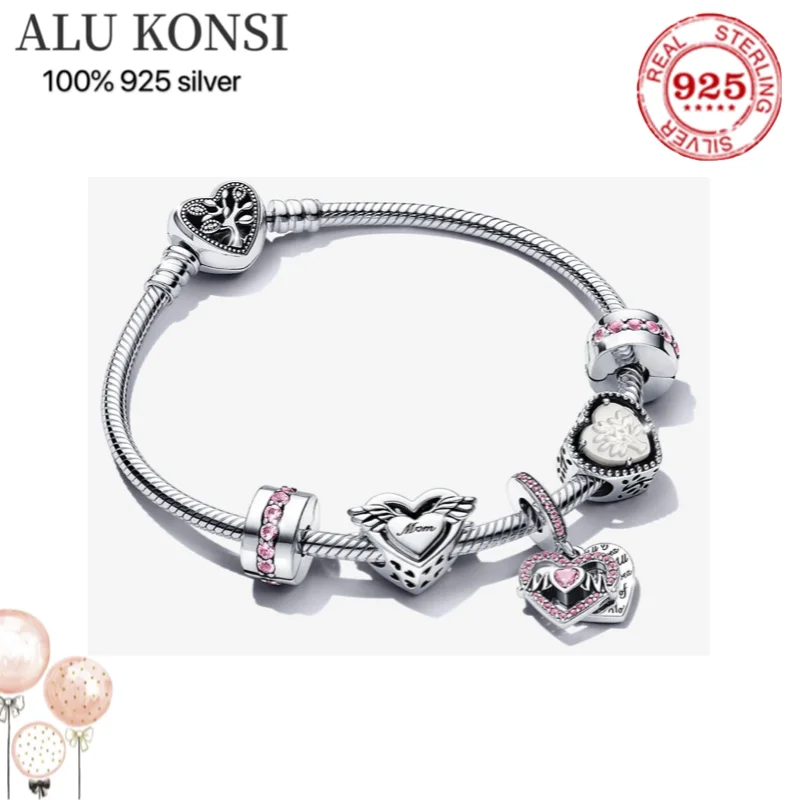 

2021 New Hot Sale Real 100% 925 Sterling Silver pan bracelet Mother's Day Charms Bangle For Women Fit Original DIY Charm Jewelry