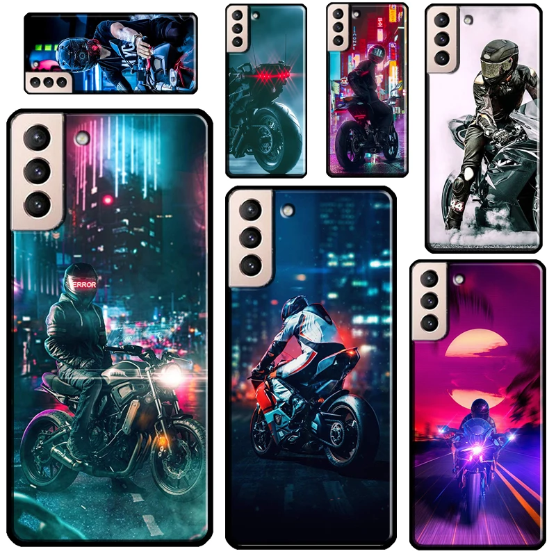 

Неоновый Байкерский чехол для Samsung Galaxy S22 Ultra S20 S21 FE S8 S9 S10 Note 10 Plus Note 20