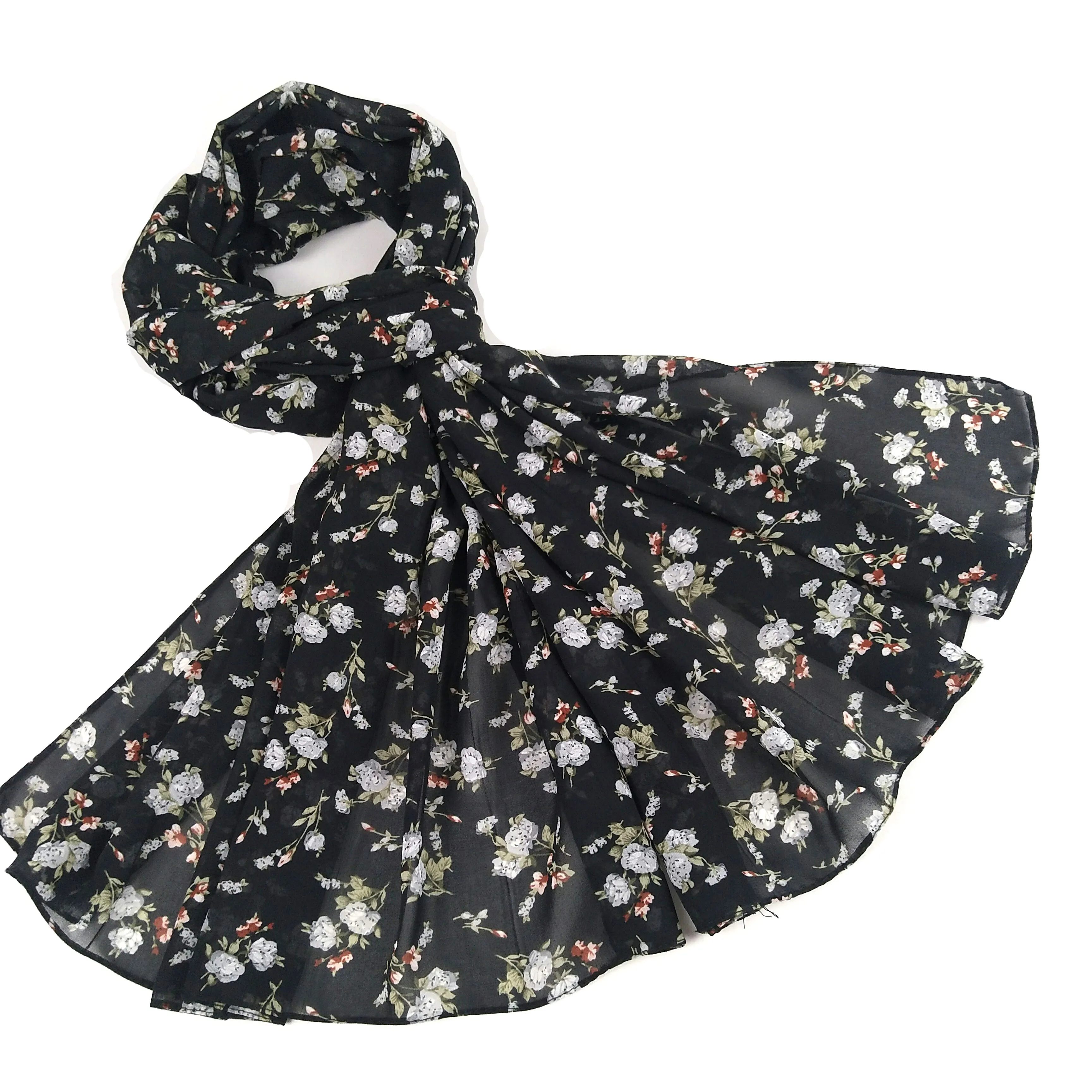 

D93 20pcs High quality flower printed chiffon hijab scarf lady scarf/scarves long wrap headband maxi 180*75cm