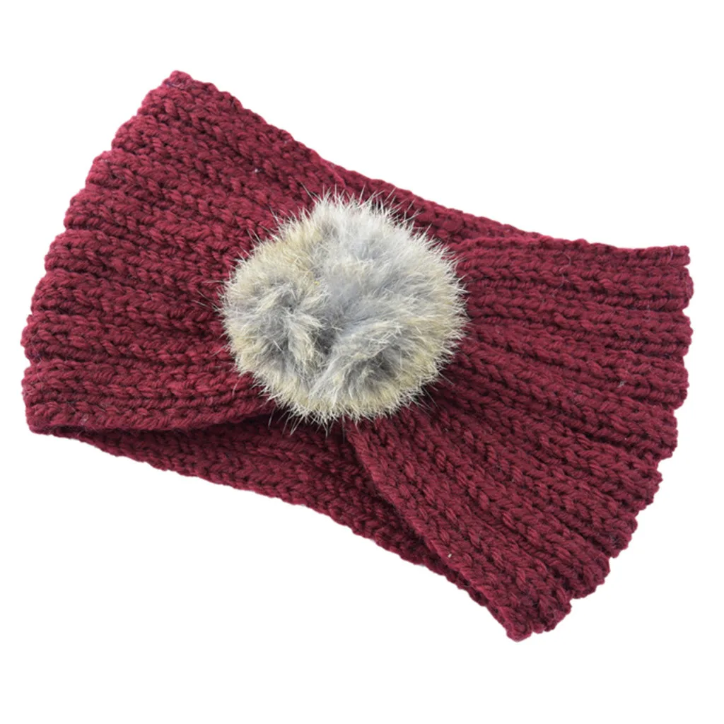 Вязаная повязка для волос с шариками теплые спортивные аксессуары gumki do wlosow