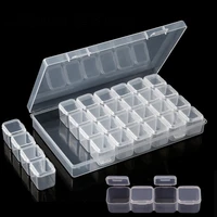 28 grid plastic nails stones display clear box case empty storage box nail art accessories tools strass beads deco contaniers