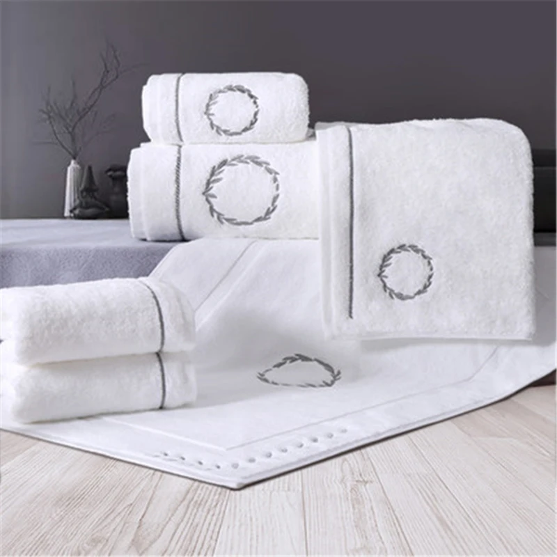 Отельный коврик для ванной комнаты из хлопка с вышивкой утолщенный хлопковый