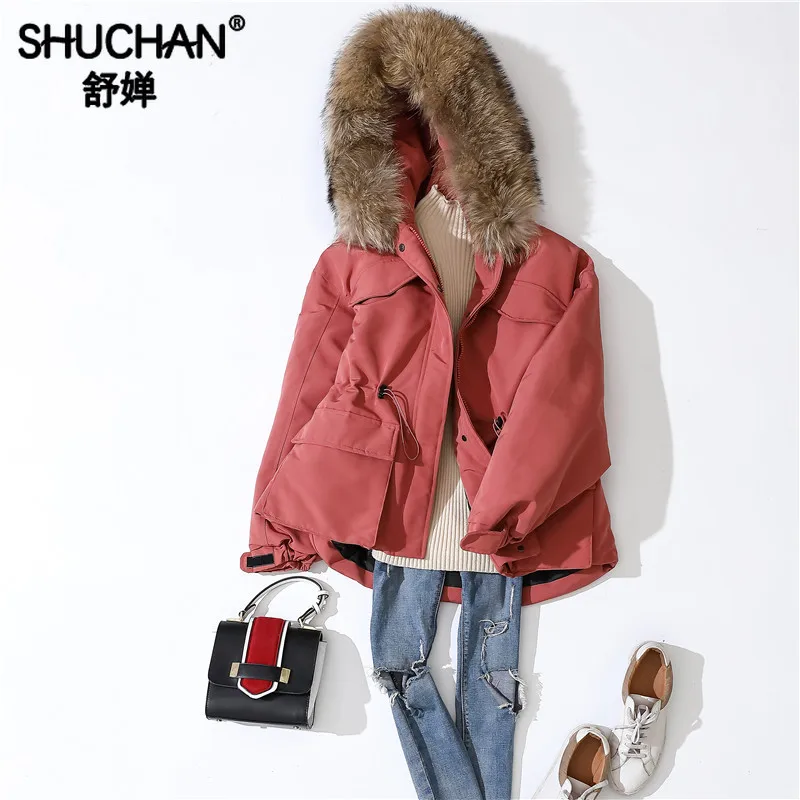 Shuchan 90% белый утиный пух женские куртки толстые карманы теплые 2019 новые зимние