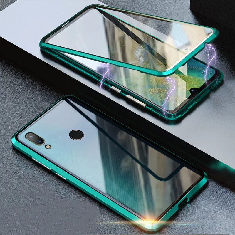 green Магнитный чехол для xiaomi mi 9 t mi 9 t pro mi 9 9 t se 9se двухстороннее защитное стекло на xao mi redmi note 7 note7 pro металлический чехол - Color: green