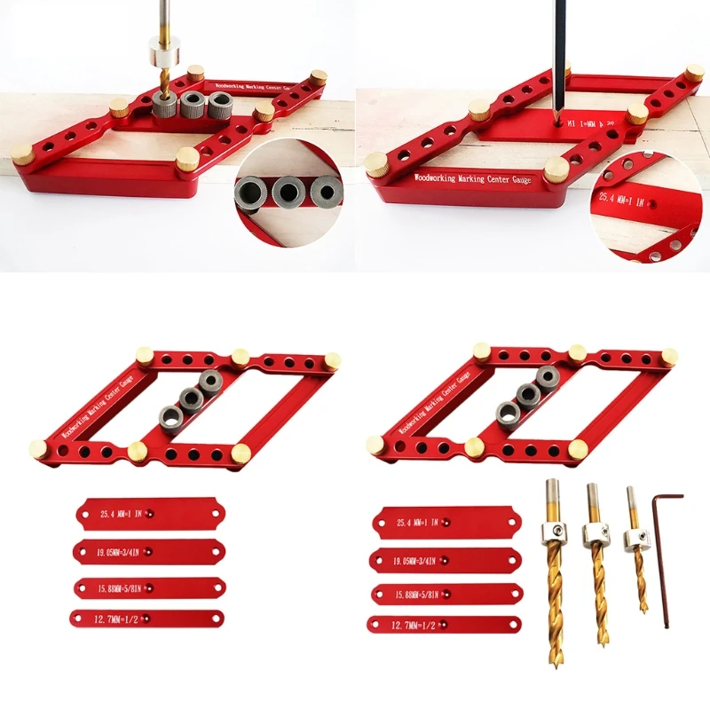 

High Performance Woodworking Drill Locator 6/8/10mm Alloy Square Pocket Hole Jig Wood Dowelling Self Centering Drill