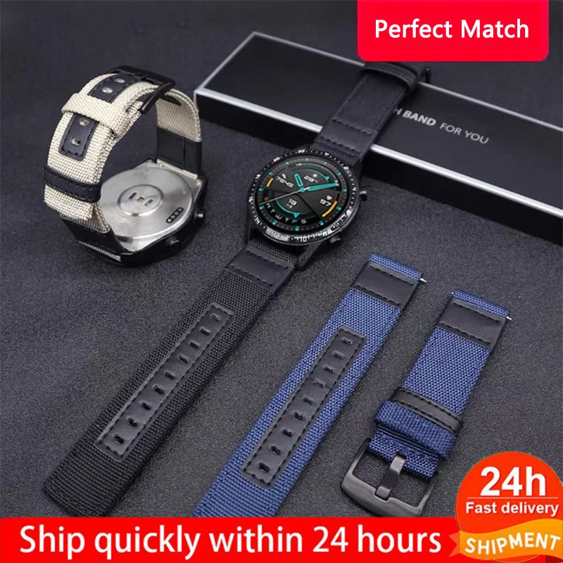 

20mm 22mm Watch Band strap nylon Fabric For Samsung Galaxy Watch 3 Active2 Gear S3 Replacement Straps Amazfit HUAWEI Watch GT2