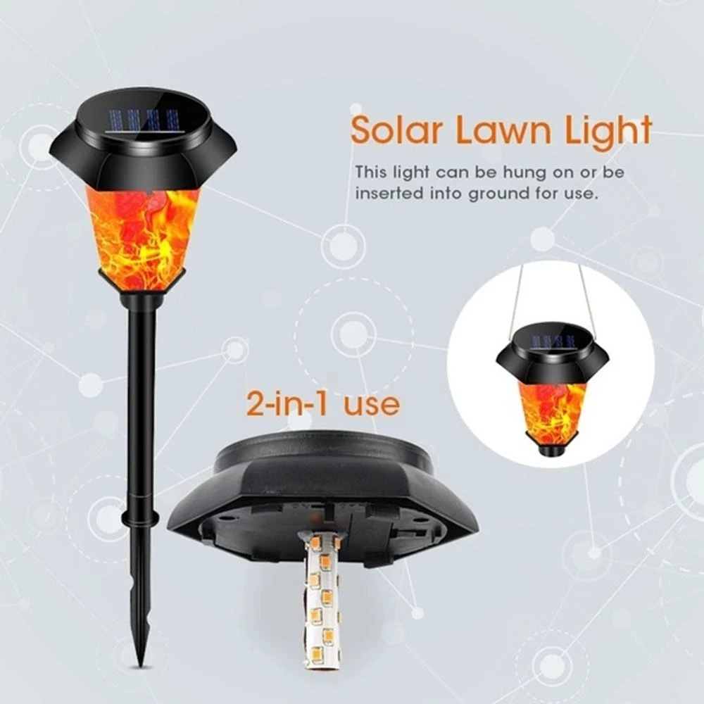 

Solar Flame Torch Light Flicker Waterproof Garden Decor Landscape Lawn Lamp Path Lighting Backyard Outdoor Flame Lights