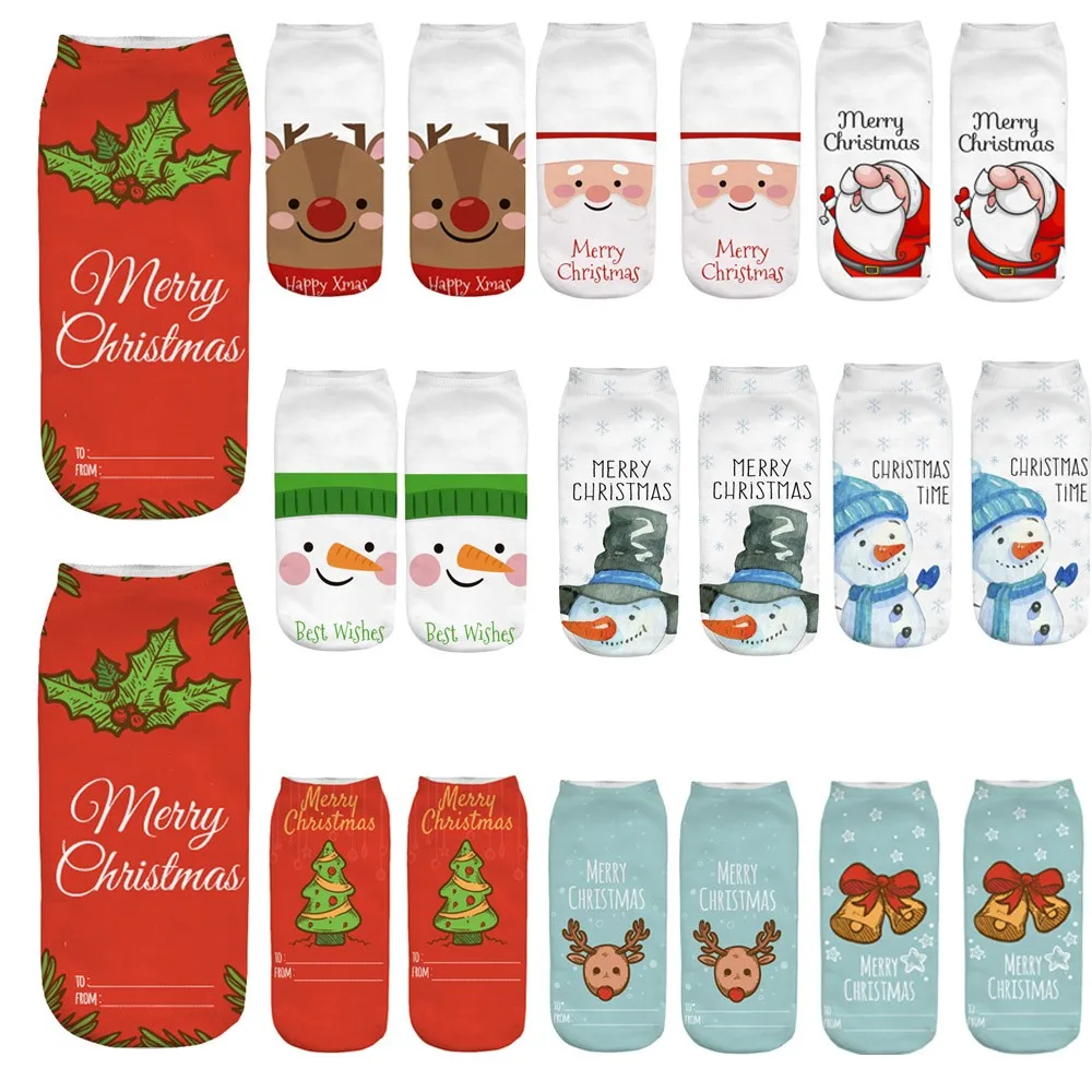 Женские забавные рождественские короткие носки с объемным принтом забавным
