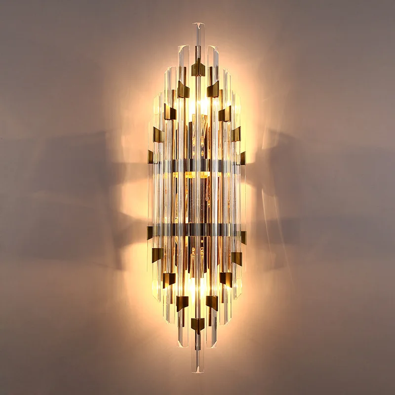 

Nordic Modern Luxury Crystal Wall Light Lamp for Living Room Dininb Room Bedside Villa Loft Make Up Light Gold Decor Sconce E14