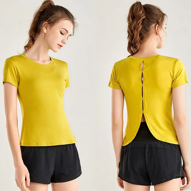

Женская футболка для бега с коротким рукавом рубашки йоги тренажерного зала Топ быстросохнущая Фитнес Одежда тренировки Спортивная рубашка с короткими рукавами, S-XL