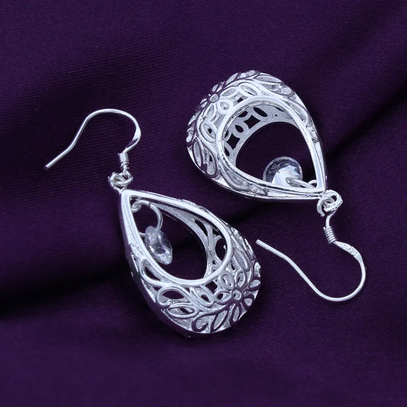 

925 Sterling Silver Jewelry Fashion Fujikura AAA+ Zircon Pendant Earrings Woman's Classic Clothes With Gifts ES242