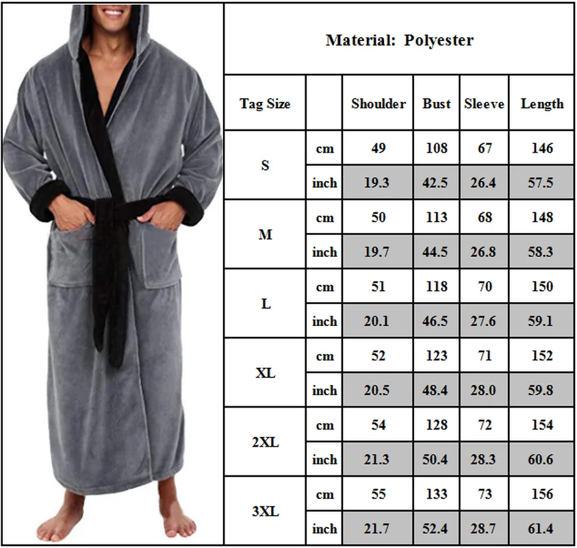 

Fashion Mens Hooded Super Soft & Cosy Luxury Bathrobe Cloak Soft Dressing Gown Bath Robe