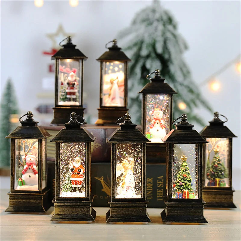 

2021 New Christmas Ornament LED Lamp Desktop Hanging Santa Claus Elk Lantern christmas decoration home decor Kids Gift