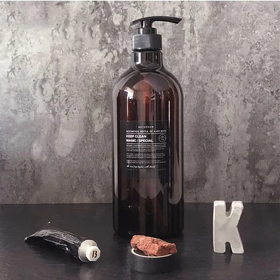 KC 1000 ml 1000 мл скандинавские пластиковые бутылки для хранения шампуня для ванной коричневая бутылка с жидким лосьоном дорожная бутылка для хранения Органайзер Декор - Цвет: KC 1000 ml