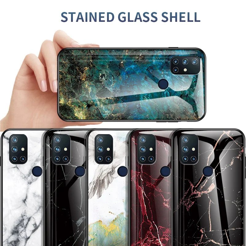 

Marble Luxury Tempered Glass Phone Case TPU Protective Hard Cover for OnePlus 5T OnePlus 6T OnePlus 7T OnePlus 8T Nord Nord N10