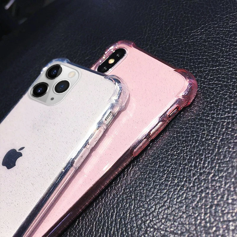 Блестящий порошок чехол для телефона iPhone 11 Pro X XR XS Max 8 7 Plus 6 6S прозрачный мягкий ТПУ