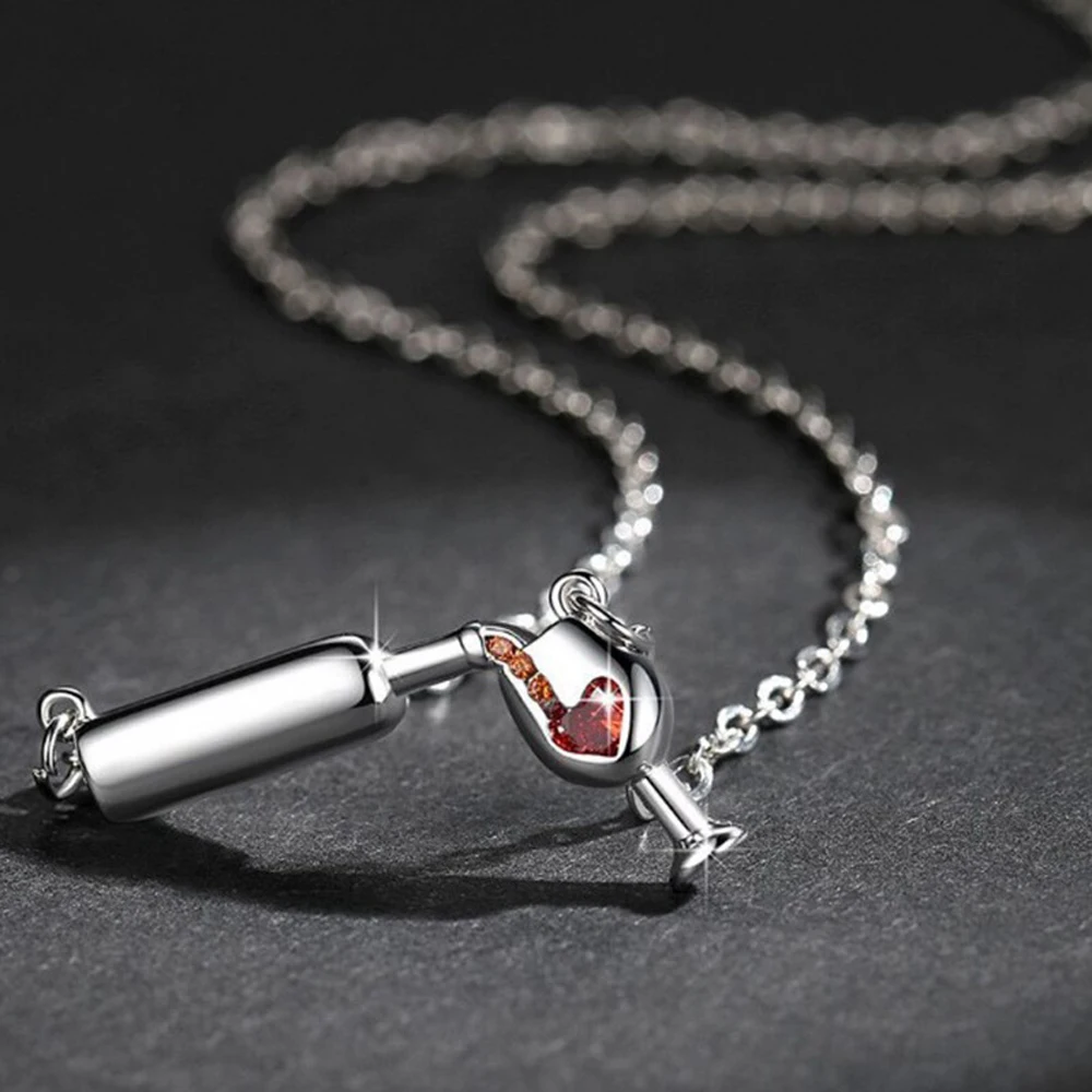 

In 2021 Fashion 3 Colors Rose Gold Wine&Cup Necklace Wine Bottle Glass Chic Necklaces Girl Lady Best Gift Choker