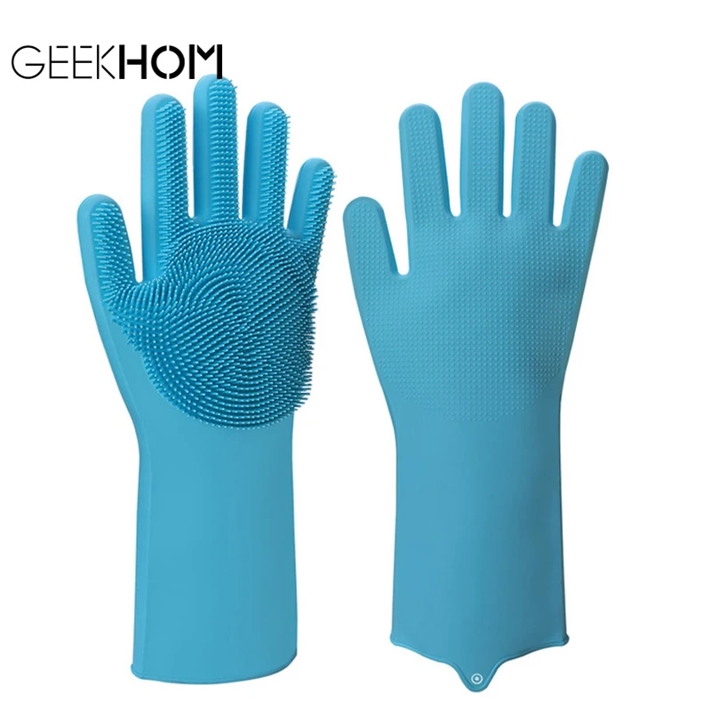 2 шт. силиконовые перчатки для мытья посуды Кухня инструмент магия силикона
