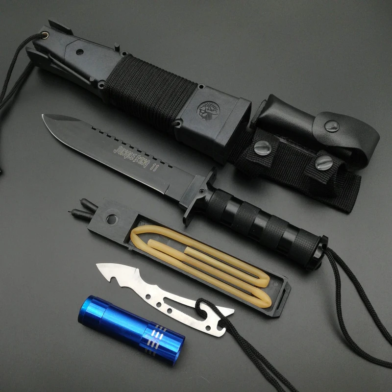 DuoClang, топ 15 в 1, MULTI-FUNCTION, военный охотничий нож с фиксированным лезвием, 440C, стальные тактические ножи для выживания, спасательные ножи