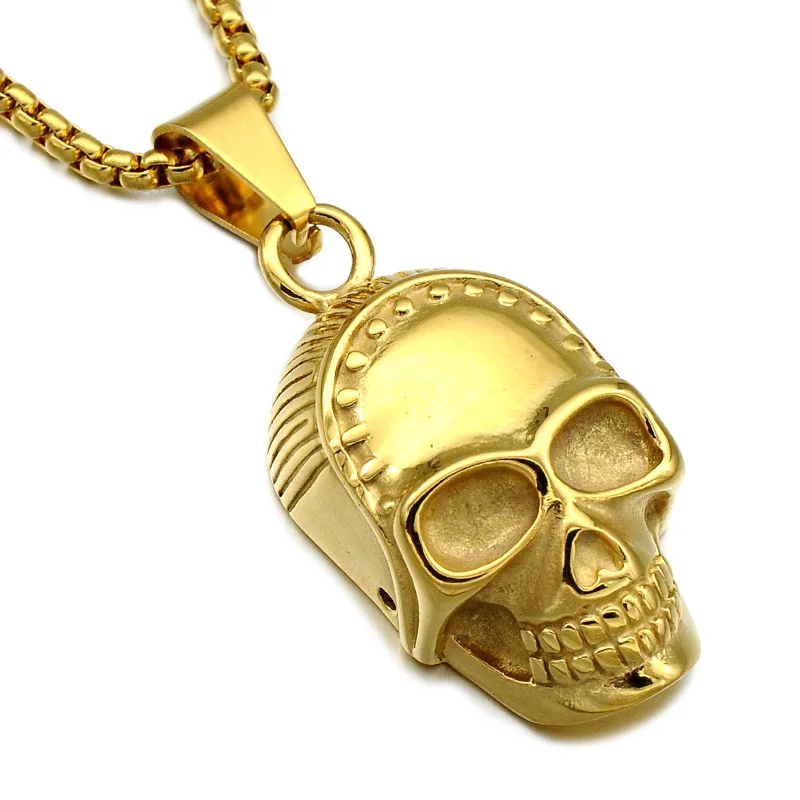 Хип хоп ожерелья с черепами Подвески мужские s готический панк мужской золотой