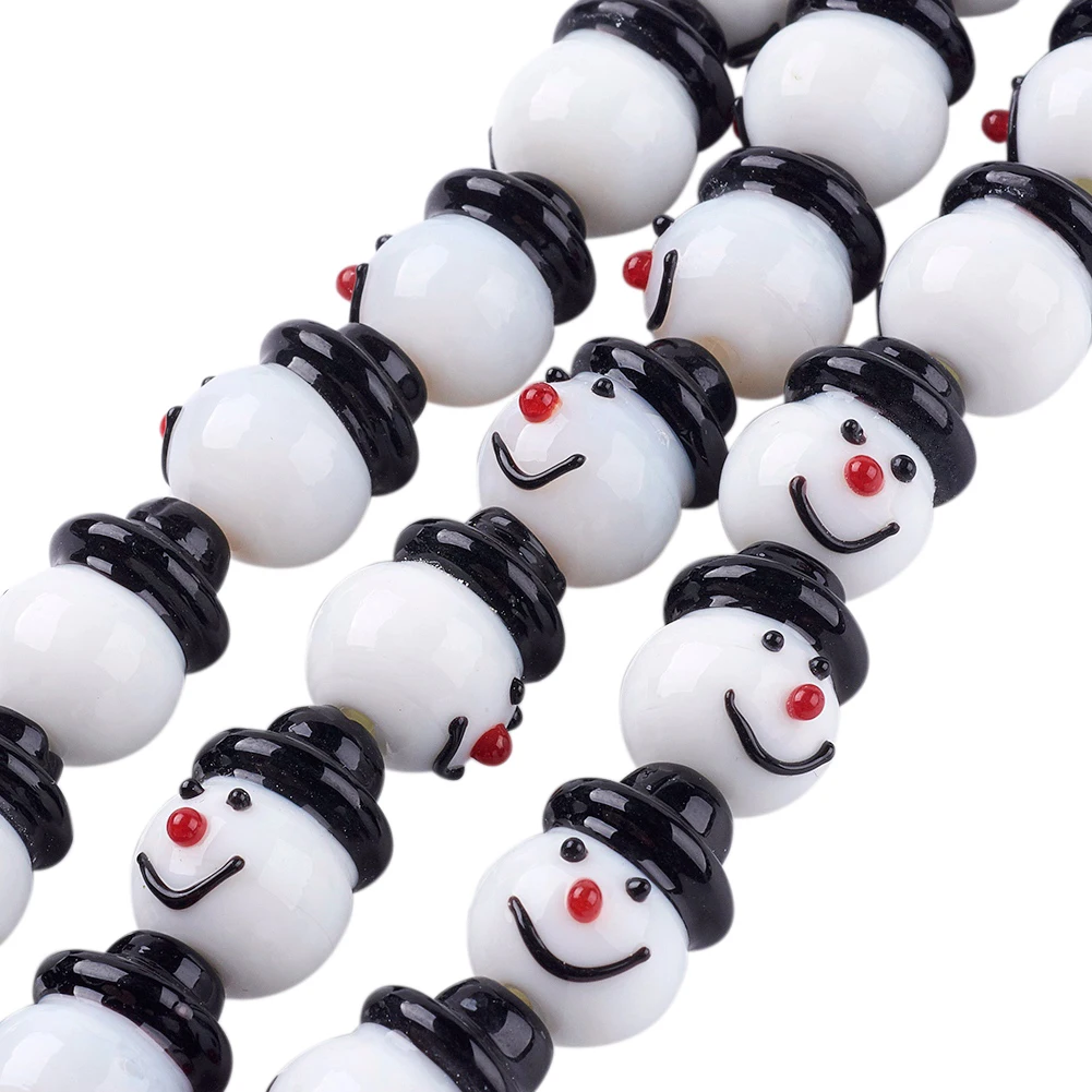 

about 9pcs/strand Cute Snowman Handmade Lampwork Glass Beads for Bracelet DIY Crafts Christmas Decor Jewelry Making Supplies