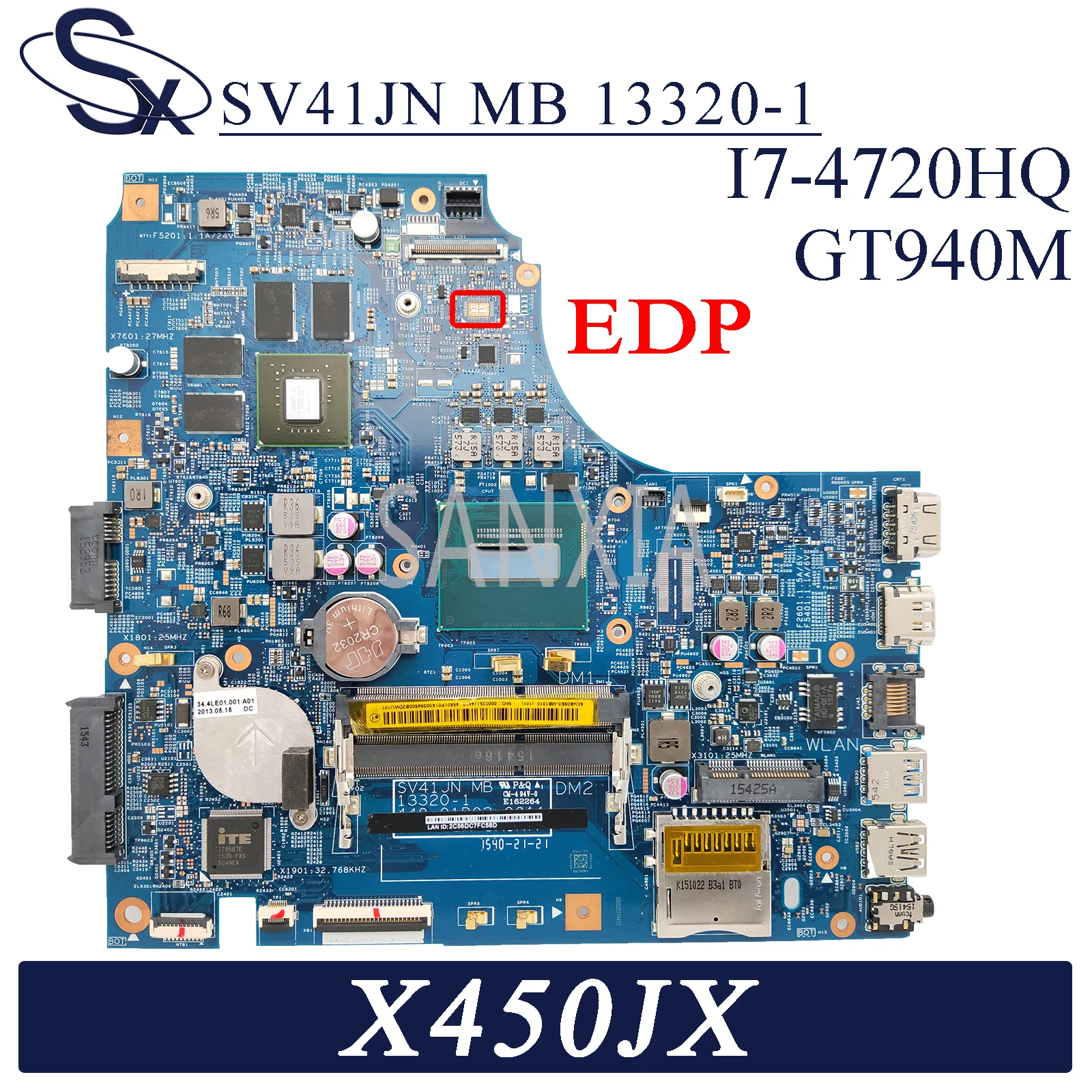 

Материнская плата KEFU SV41JN MB 13320-1 для ноутбука ASUS X450JX X450JB X450JF X450JN X450J, оригинальная материнская плата