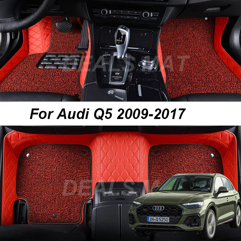 

Двухслойные кожаные 3D интерьерные детали, индивидуальные автомобильные коврики для Audi Q5 2009 2010 2011 2017, коврики, накладки, аксессуары