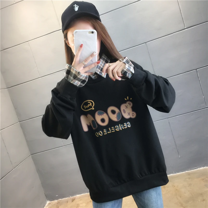 

Harajuku Kawaii Sweatshirt Casual Lapel Long Sleeve Fashion Hoodie Autumn And Winter Jacket Women Cute Korean Tops