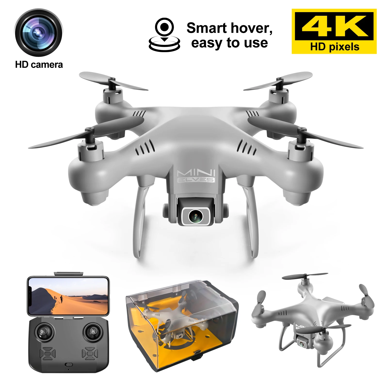 

Мини-Квадрокоптер KY908 с поддержкой Wi-Fi, FPV и HD-камерой 4K