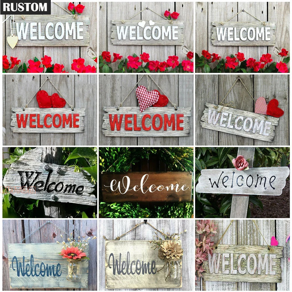 

DIY Diamond Painting New Text Welcome 5D Full Square/Round Drill Diamond Embroidery Sale Flower Mosaic Decor For Home Gift Art R