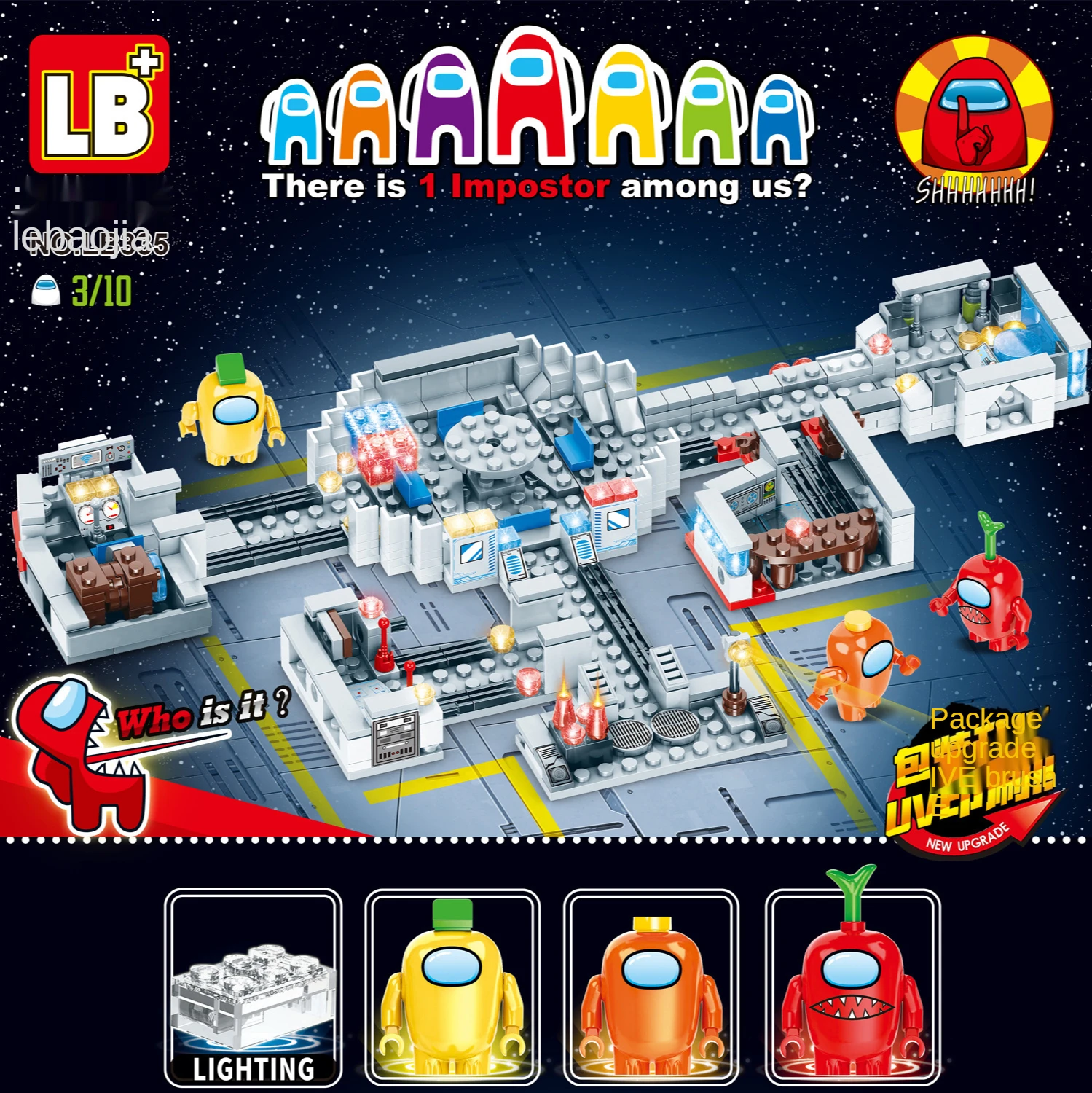 

Anime 335 Game Space Werewolf Kill Boarding Cabin with Light Assembly Building Blocks Educational Toy Gift Box Children's Gift