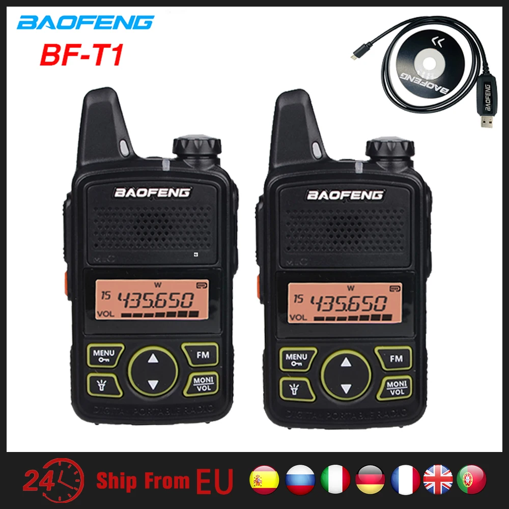 2 шт Baofeng BF T1 мини иди и болтай Walkie Talkie UHF портативная CB Ham Радио Ручной FM трансивер