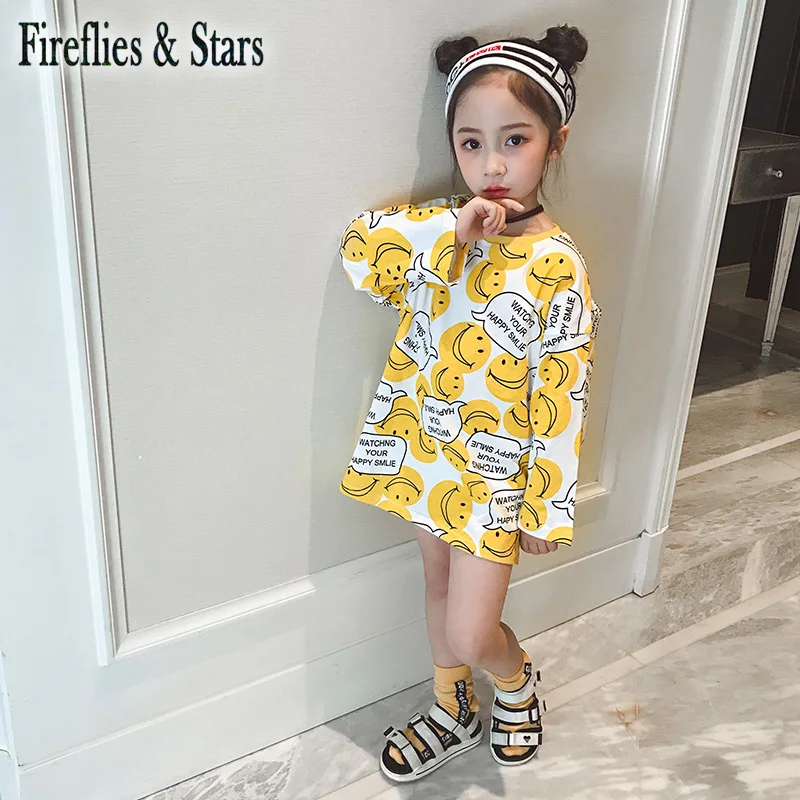 Весенняя футболка для девочек пуловер малышей детская длинная Детская уличная