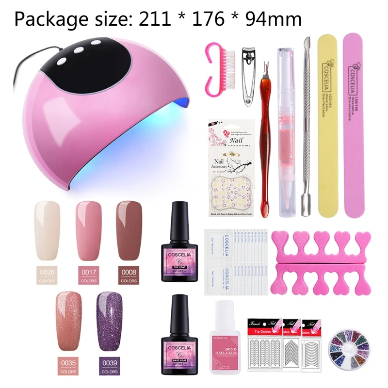 

Gel Nail Polish Kit with UV Light 24W Nail Lamp Top Base Coat Long Lasting Nails Manicure Tools for Salon Home Use