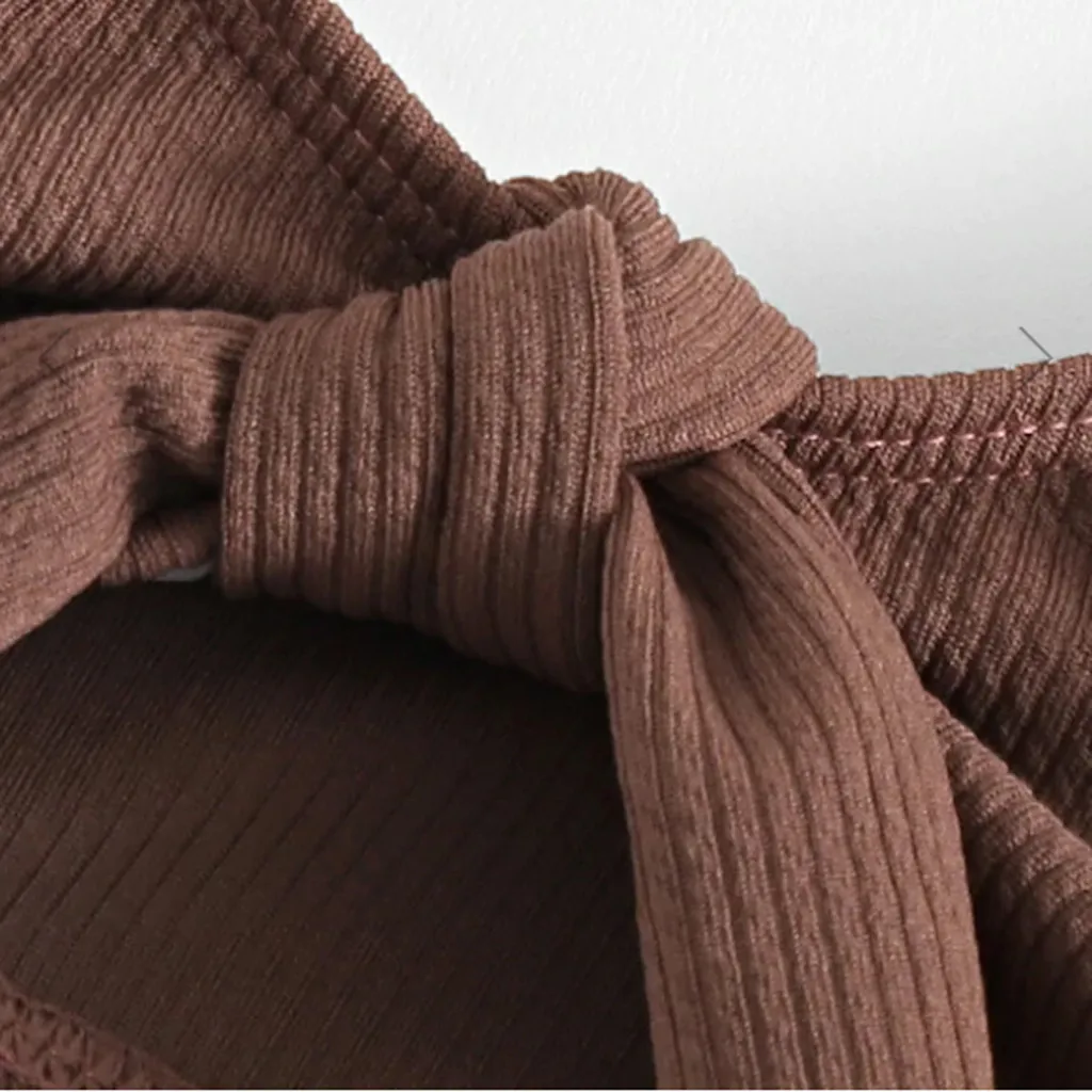 Женское однотонное бикини Раздельный купальник коричневый жилет консервативное