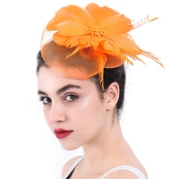 orange crinoline fascinators hats top quality flower hair accessories for wedding church party kentucky derby ascot races syf335