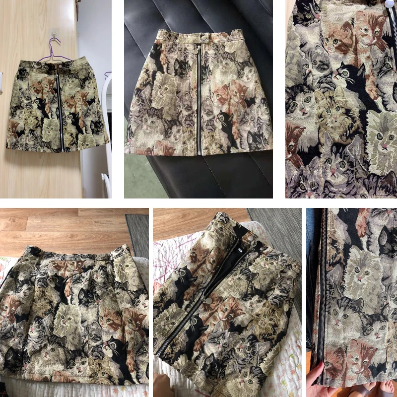 Юбка-карандаш женская с вышивкой винтажная Клубная мини-юбка мультяшным принтом