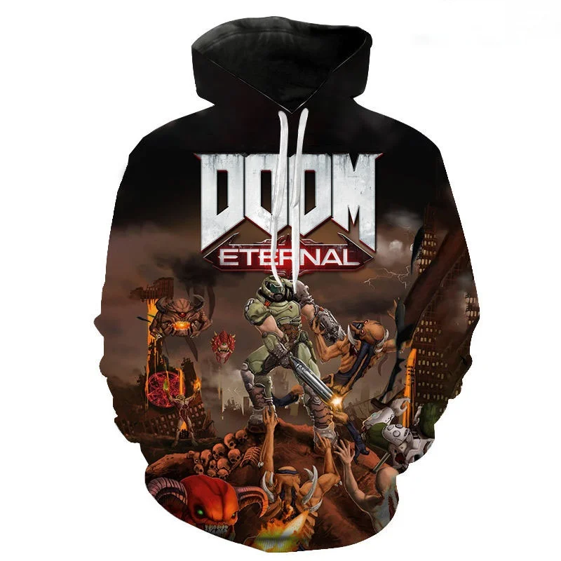 Sudadera con capucha con estampado 3D de Doom Eternal para hombre, mujer y niño, suéter informal de manga larga a la moda, ropa de calle, novedad